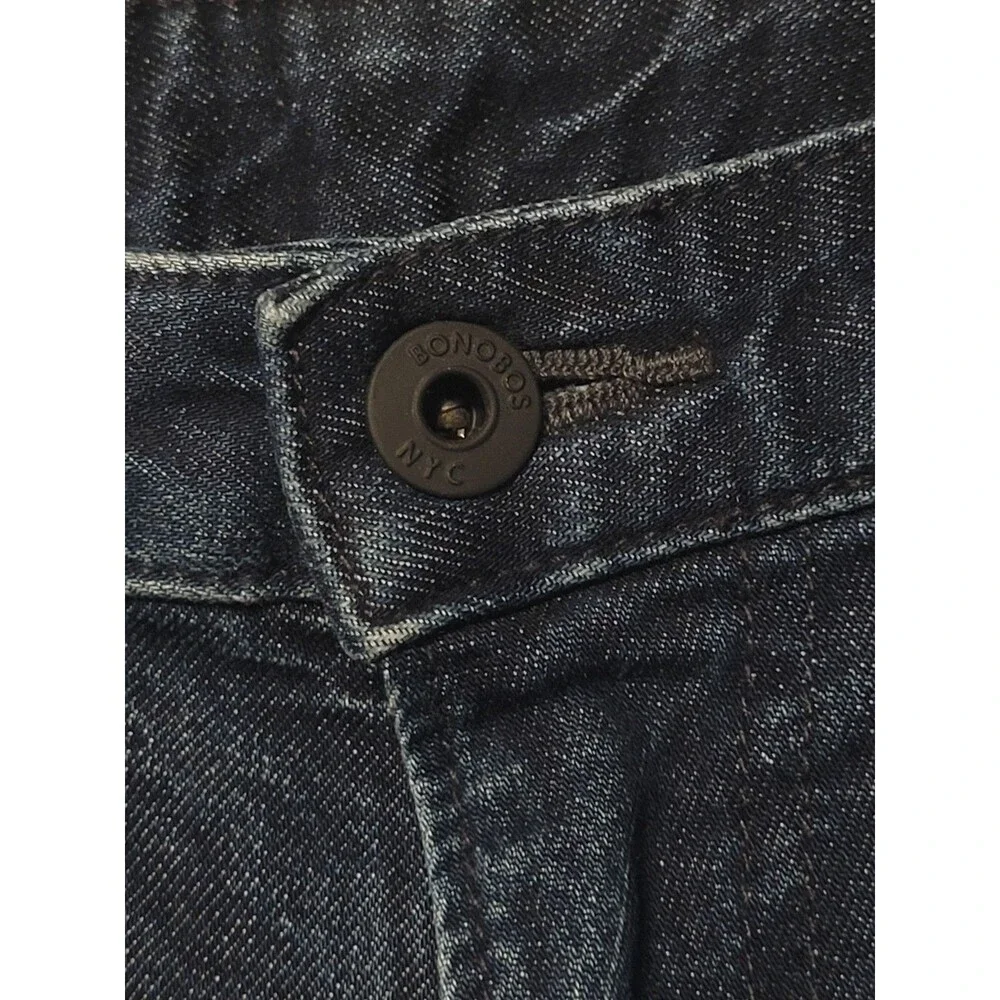 Bonobos 34/36 straight denim jeans stretch pockets zip button ribcage
